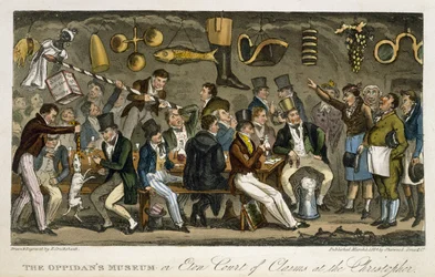 1825年にロンドンで出版されたチャールズモロイウェストマコット（1788-1868）による &39;The English Spy&39;からのクリストファーのオピダン美術館またはイートン請求裁判所（カラーリソ）